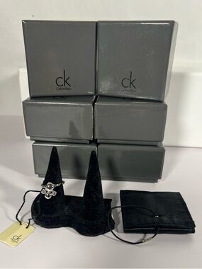 NWT Calvin Klein Spinner Ring Orb Statement Silver Tone Size 6.5